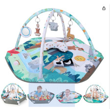 Lilian&Gema Baby Play Mat, 4-in-1 Baby Play Gym, Play Mat with 6 Toys,
