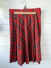 Women's Petite Size 6 100 Wool Wallace Tartan Plaid Pleated Vtg Skirt