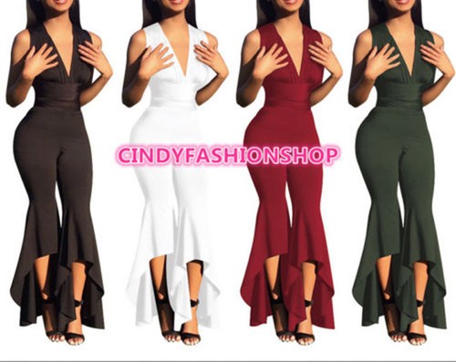 deep v neck jumpsuit womens