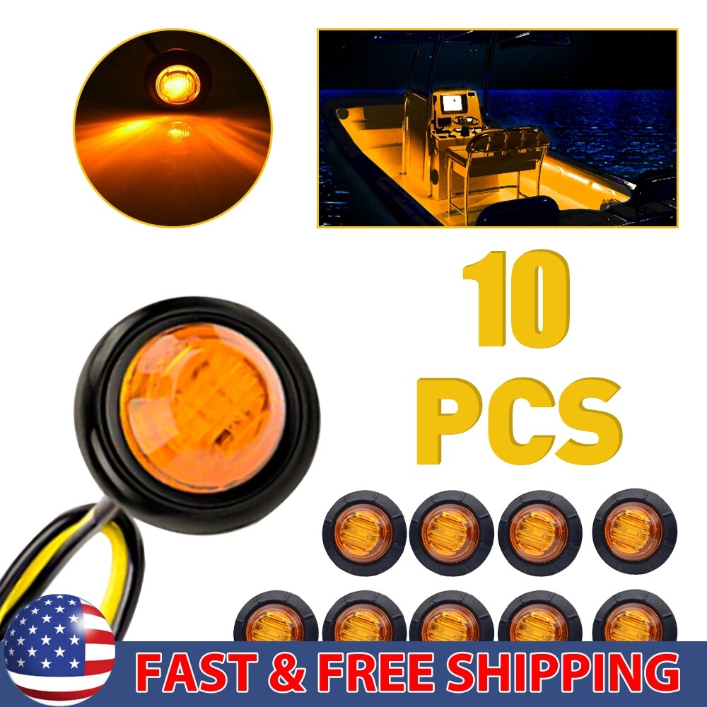 10pcs Waterproof 3/4 Inch Clearance Trailer Side Marker Lights for Front and Rear