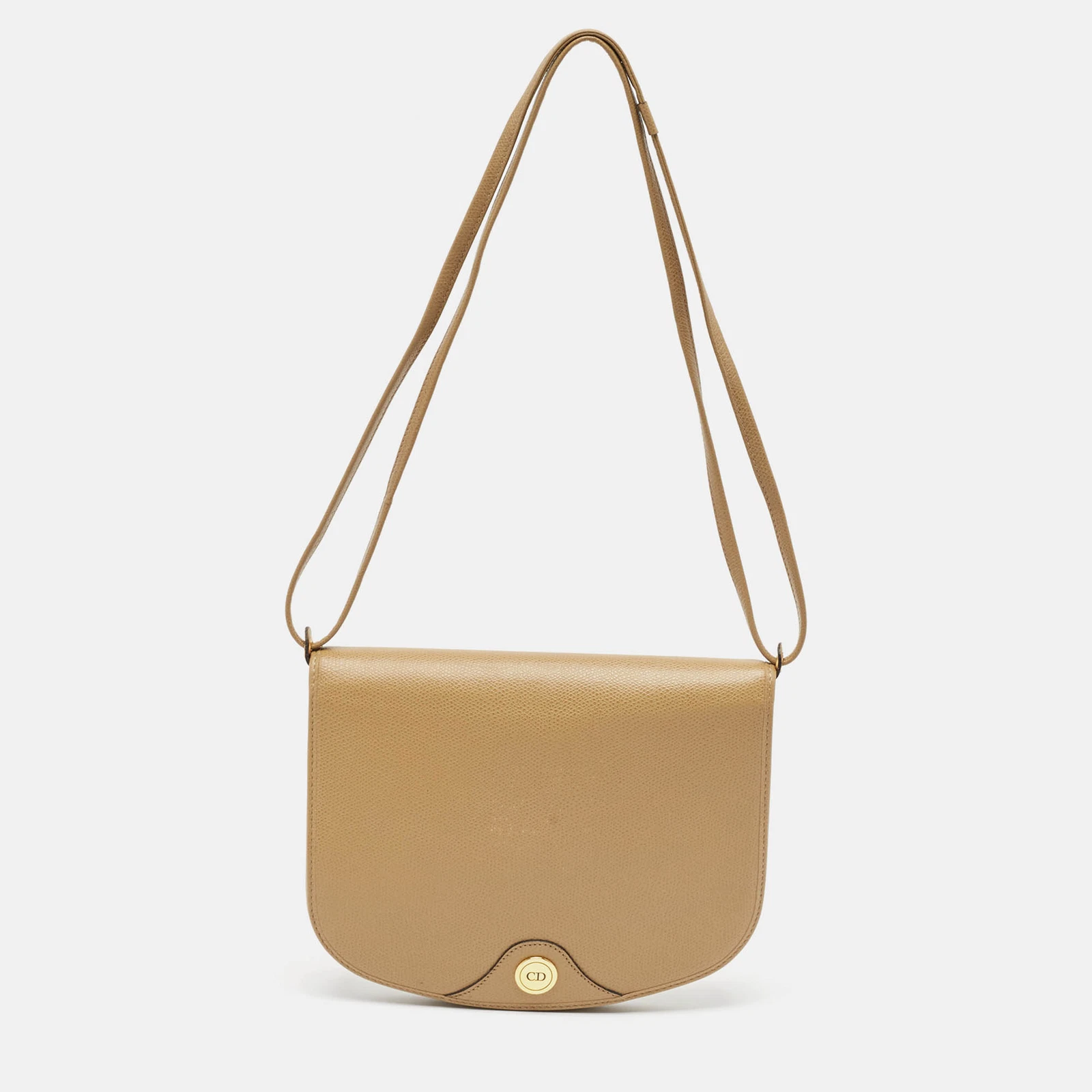 Sac bandoulière Dior beige nid d'abeille monogramme toile enduite et rabat cuir