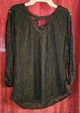 NWT  NO BOUNDARIES Black Soot Lace Double Layer Blouse Top XXXL/3XG (21)