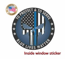 Blue Lives Matter POLICE INSIDE WINDOW MOUNT, MADE IN USA