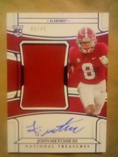 2022 National Treasures John Metchie Blue Rookie Jersey Patch On Card Auto #5/49