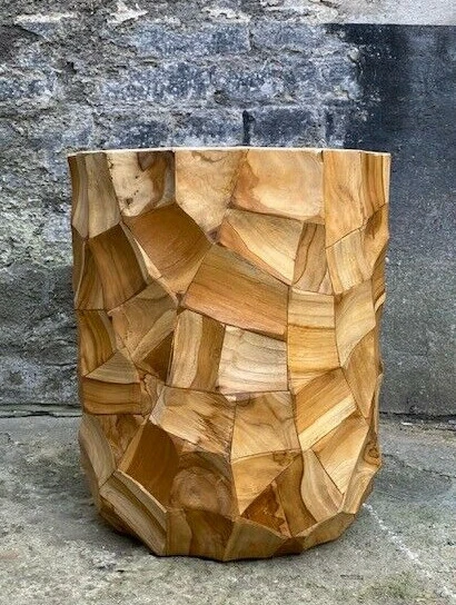 Holzhocker 54x37cm Beistelltisch Stuhl Couchtisch Handarbeit Massivholz Perlmutt - Bild 2 von 3