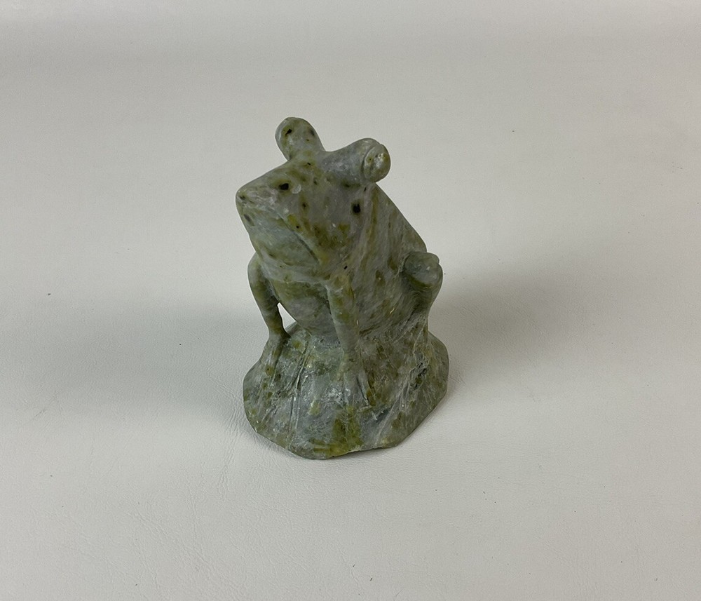 Frog Statue Soapstone Carved Rock Figurine Figure Marble Alabaster Granite Stone