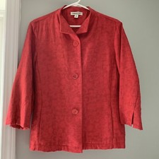 Coldwater Creek Women's Red Button Front Long Sleeve Scroll Blazer Size Medium