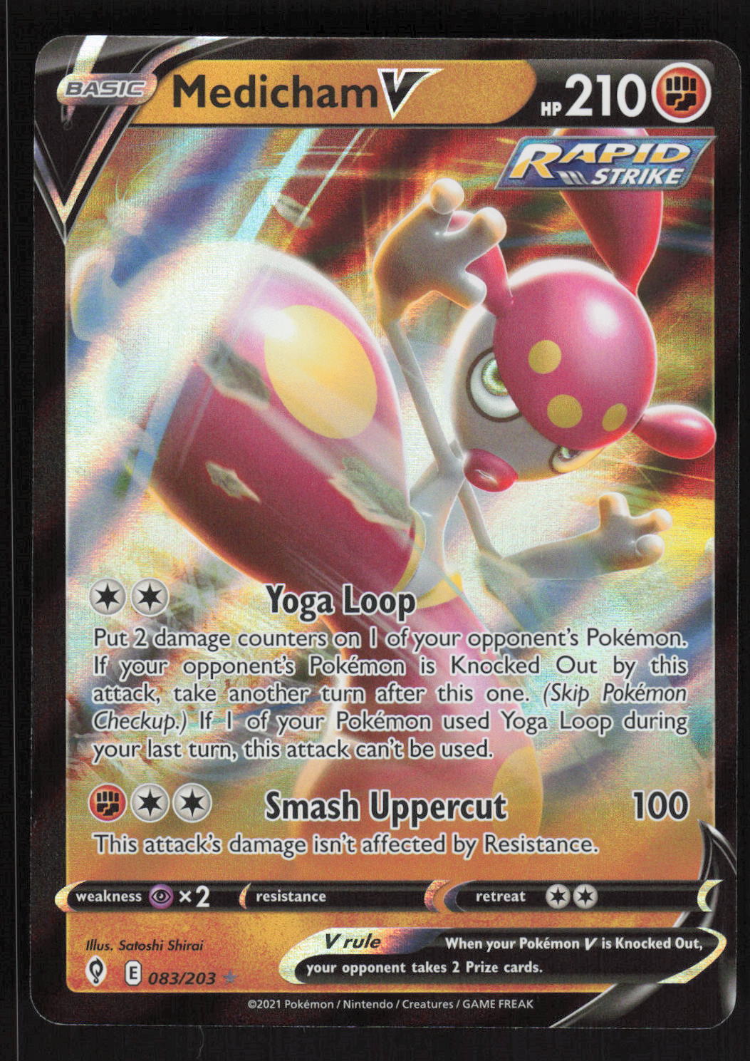 Pokemon SWSH07: Evolving Skies #83/203 Medicham V Holo Foil Card TCCCX