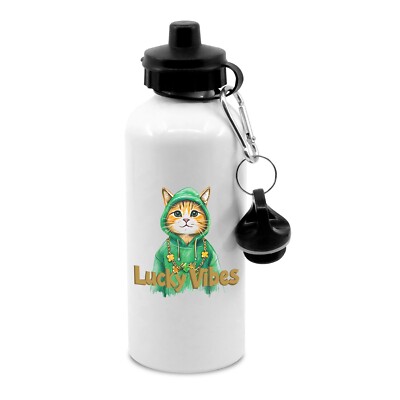 Lucky Vibes Cute Cat Lovers Trinkflasche mit Clip