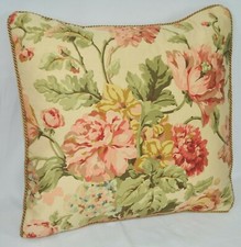 Corded Accent Pillow made w Ralph Lauren Sussex Garden Floral Cotton Fabric 16"
