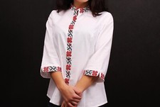 Vyshyvanka Traditional Embroidered Women Ukrainian blouse Ethnic Size L, White