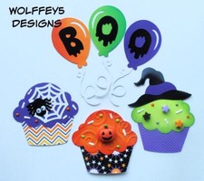 ELITE4U HALLOWEEN CUPCAKES KID premade paper piecing scrapbook diecut piece 3D