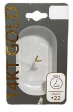 14k Yellow Gold 22g Beaded V Nose Stud Bone Ring Body Jewelry