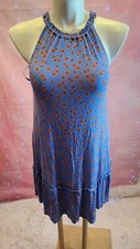 Ann Taylor LOFT Women's Blue Floral Aline Tank Stretch Sleeveless Dress Size M
