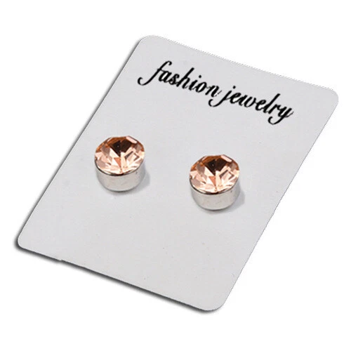 Solid Surgical Titanium Women Men 6mm Round Crystal Stud Magnetic Earrings - Picture 10 of 12