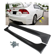 For 2006-2011 Honda Civic Mugen PU MU Style Side Skirts Body Kit Paintable ABS