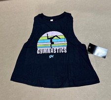 NWT Youth Girls GK Elite Gymnastics Racerback Loose Fit Tank Top L1335 in Black