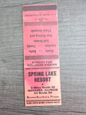 Spring Lake Resort Savana ILL Matchbook Cover (6F) (BZ)
