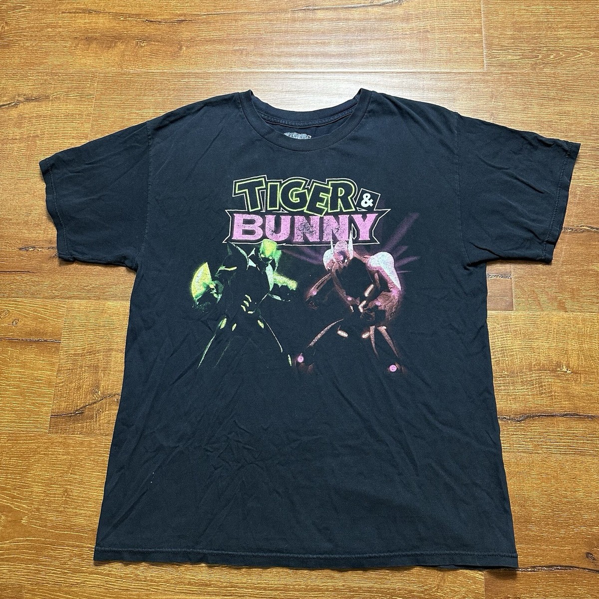 Vintage Tiger & Bunny T Shirt Mens L Black Anime Magna Y2K Alt 