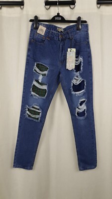 Cosmic Jeans Straight Blue Distressed Jeans Gr. 10 UK CR057 AA 06