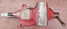Vintage ACE 4" swivel base bench vise with set of soft jaws. Made in USA.