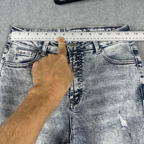 Pantalones de mezclilla Willow Boutique para mujer 7 Distress acampanados dobladillo deshilachado tiro alto elásticos - Imagen 4 de 9