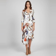 Balenciaga Multicolor Iguana Floral Print Jersey Asymmetric Midi Dress M