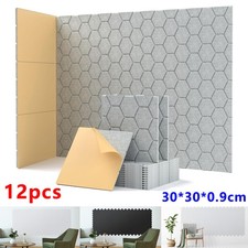 12pcs Acoustic Wall Panel Tile Studio Soundproofing Insulation Self-adhesive Pad