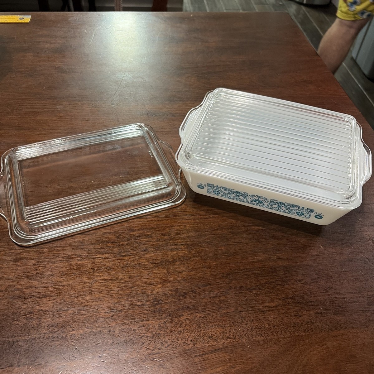 Vintage PYREX HORIZON BLUE 0503 Casserole Dish 2- Lids 1 1/2 Quart