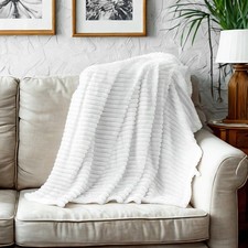 50x60 White Baby Blanket Flannel Soft Warm Lightweight Toddler Blanket for Crib