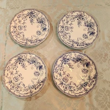 Spode Clifton Laura Ashley Blue White Floral Side/Cake/Dessert Plate 7.5” Set 4