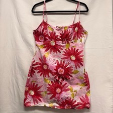 Vintage Women's Unbranded Pink Red Floral Mini Summer Dress S