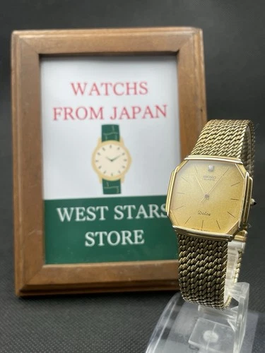 [Near Mint] Vintage Seiko Dolce 7731-5000 Gold Quartz Men Watch From JAPAN
