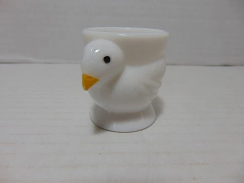 Opalex Vintage Milk Glass Chicken Chick Egg Cup - Made in France