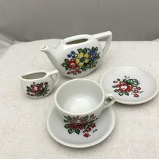 Vintage Miniature Floral Tea Set: 5-Piece Doll Toy, Made in Japan