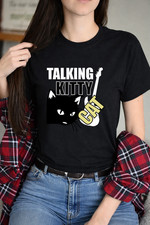 Talking Kitty Cat T-Shirt Made in USA, Size S to 5XL