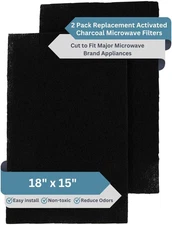 2-Pack Activated Carbon Charcoal Microwave Hood Filters - 18" X 15" Cut to Fit K