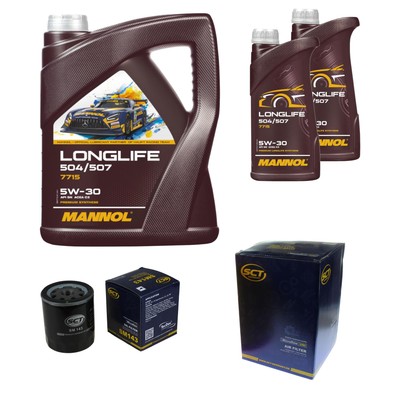 SCT Inspektionspaket 7L MANNOL Longlife 504/507 5W-30 für Mazda 6 Kombi 2.0 MZR