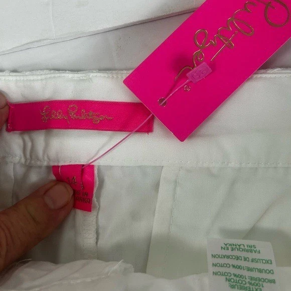 Lilly Pulitzer Gretchen Highrise 5" Blanco Ojales Floral Encaje Corto 14 Preppy Nuevo con Etiquetas Foto 2 de 4