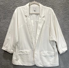 Chico  s White Open Front Blazer Jacket Women  s Size 3 3/4 Sleeve