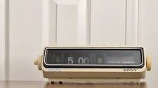 Sony Flip Clock Radio / Vintage / Rare / Space Age / Biege / Retro / Iconic 80's