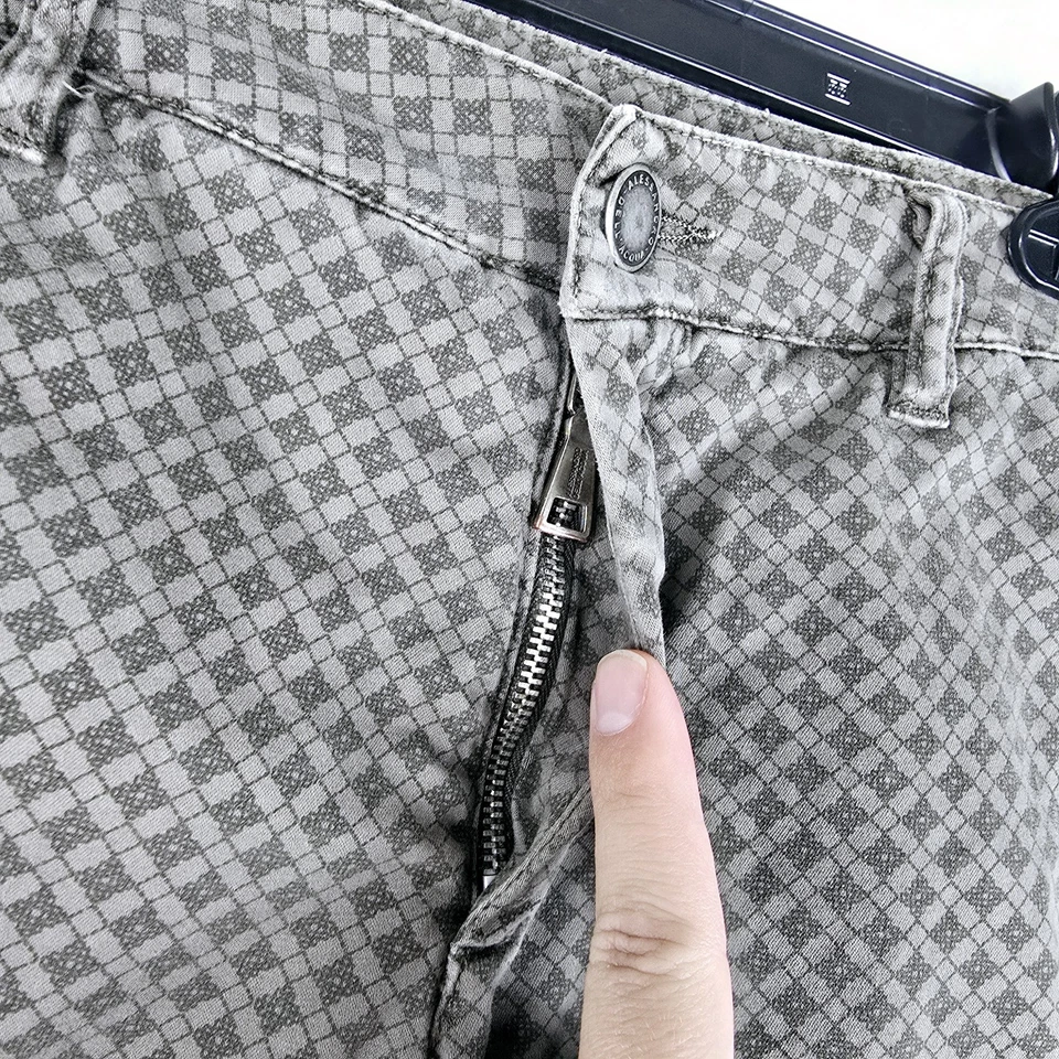 Pantalones Alessandro Dell'Acqua Marrón Geométrico AOP Talla 34 34x29 Mad In Italy Foto 4 de 4