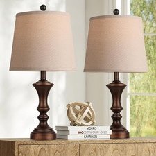 Retro Table Lamps Set of 2 Vintage Rustic Bedside Nightstand Lamps