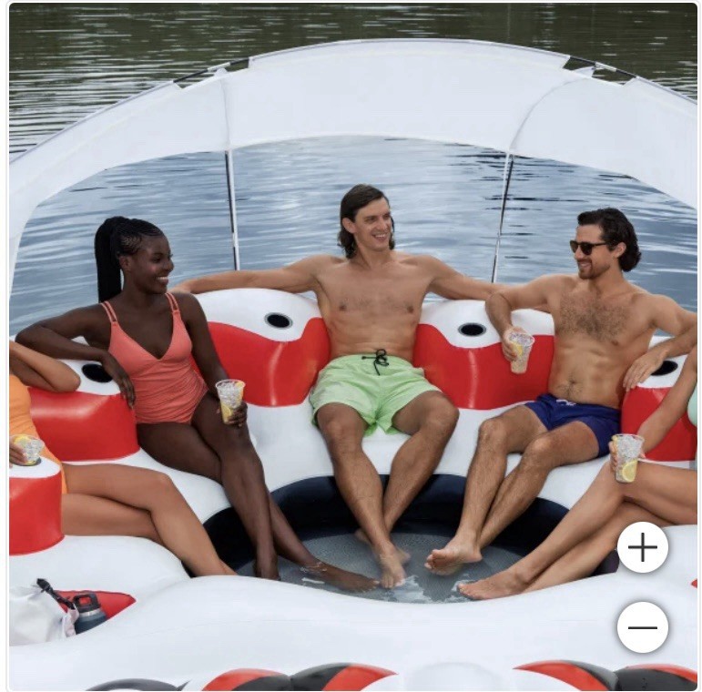 Tobin Sports 7 People Seas the Day Inflatable Island with Sunshade Backrest