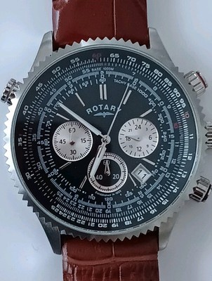 Rotary Herren Uhr Henley Pilot GS00100/04/BRN Fliegeruhr