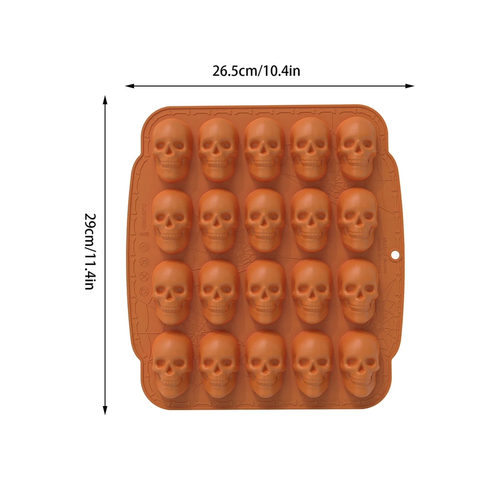 Skull Chocolate Mold Jellies Skeleton Mould 3D Easy Release Reusable  - Image 2 of 4