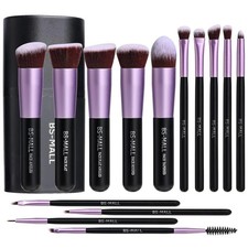 14 Pcs Makeup Brushes Set Foundation Powder Eye Shadows Concealers Travel Purple