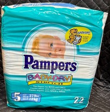 1997 Pampers BABY-DRY STRETCH Vintage Plastic Diapers Size 5 Unopened Pack Of 22
