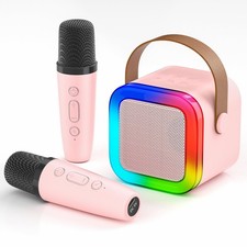 Mini Karaoke Machine for Kids,Portable Bluetooth Speaker with 2 Wireless Micr...