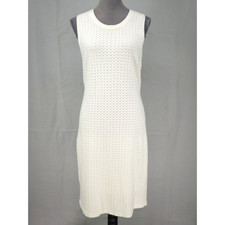 Joie Sweater Dress Womens Large Ivory Scallop Knit Sleeveless Sheath Pencil
